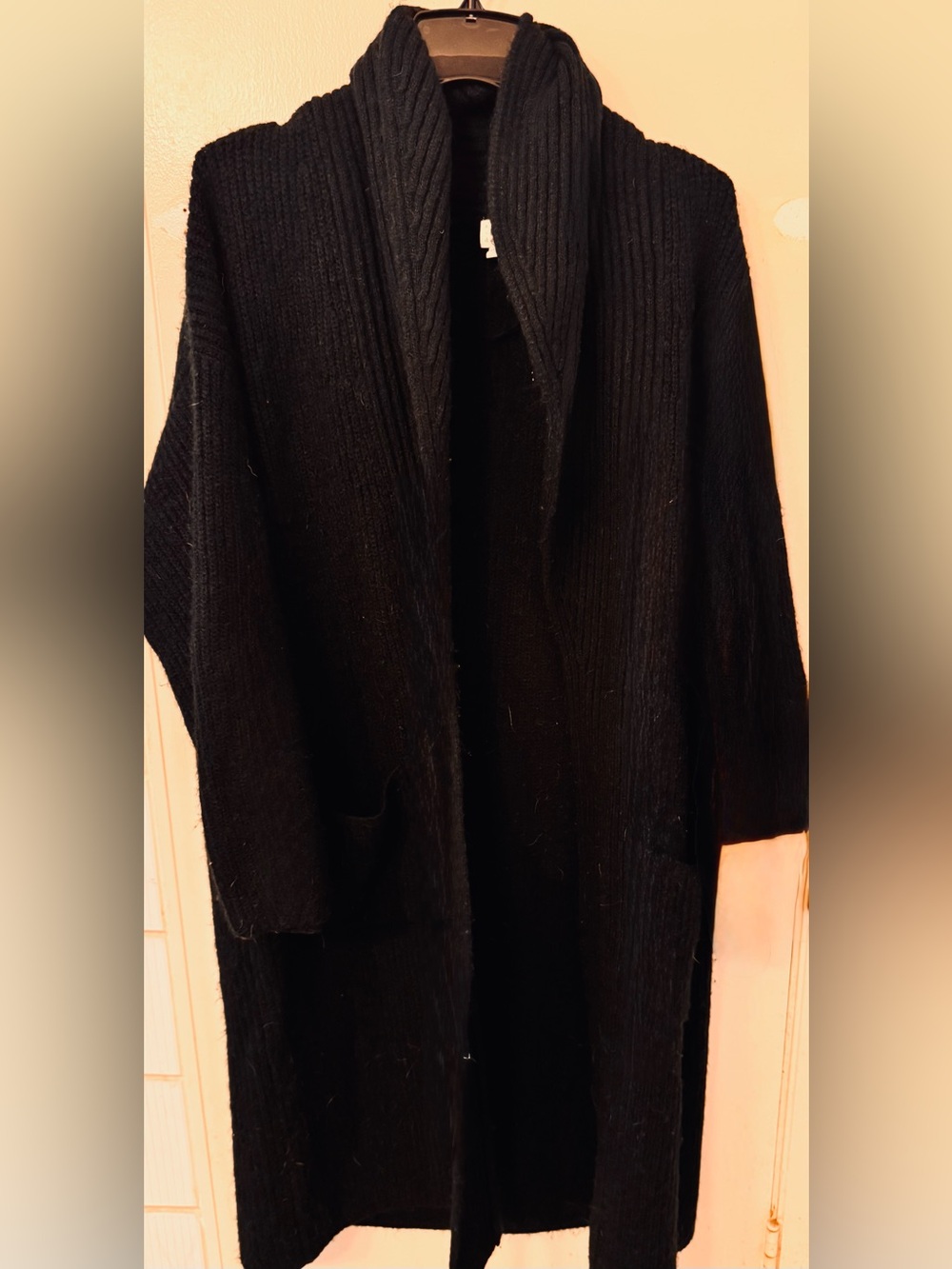 A New Day Black Open-Front Ribbed Coatigan